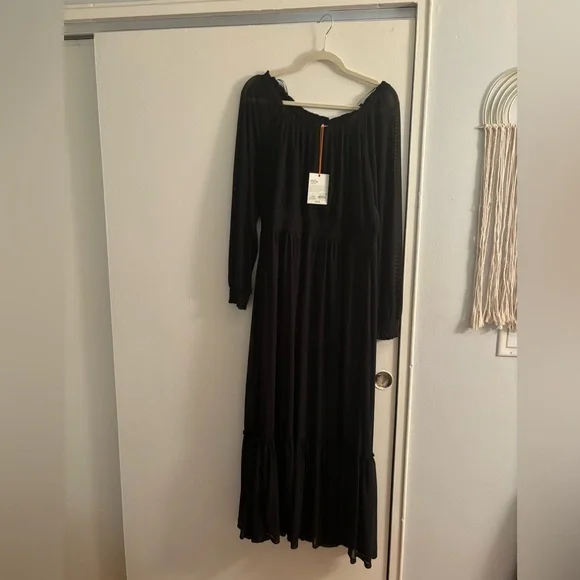 Knox rose black dress with sheer sleeves size large - Picture 1 of 7